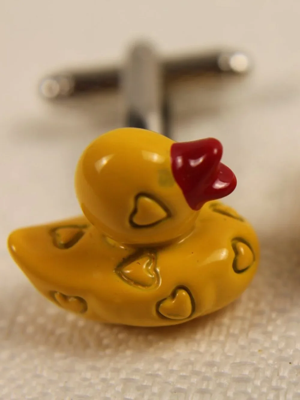 Yellow Rubber Duck Enamel Novelty Cufflinks Men Shirt Jewelry Heart